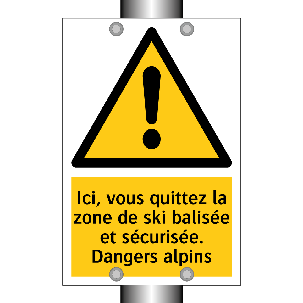 Ici, vous quittez la zone de ski balisée et sécurisée. Dangers alpins