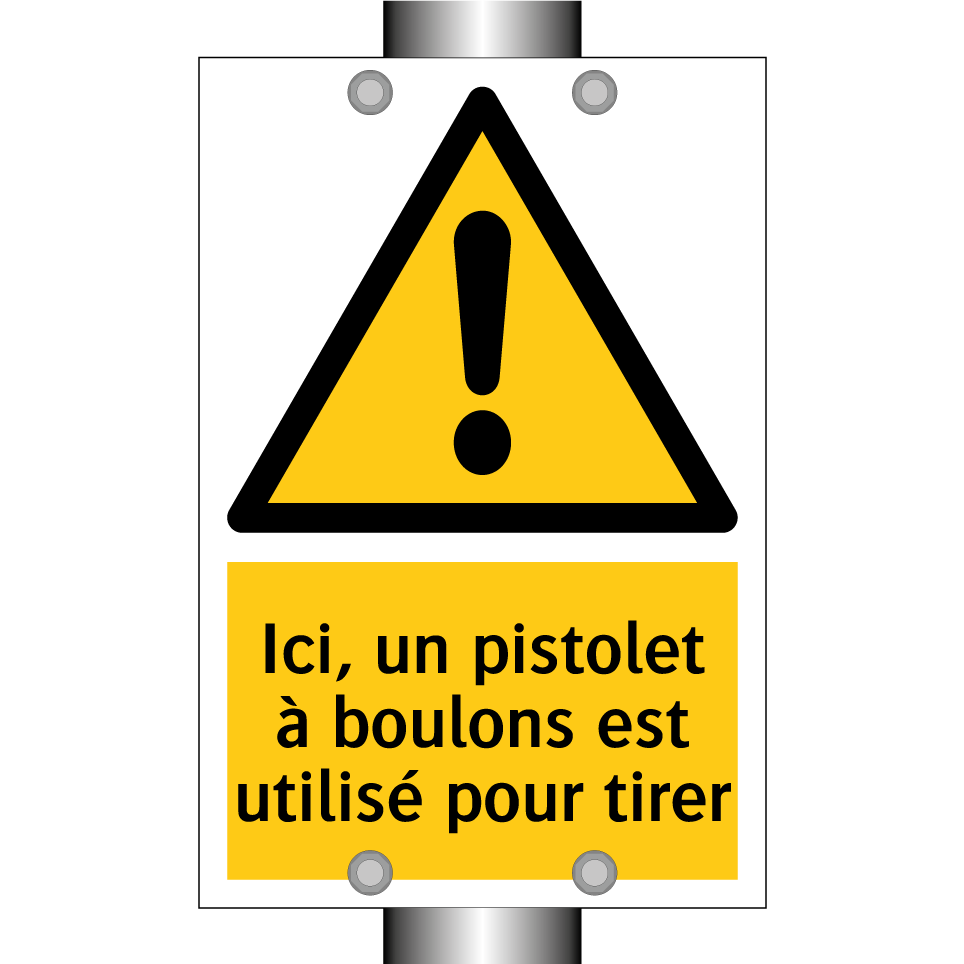Ici, un pistolet à boulons est utilisé pour tirer