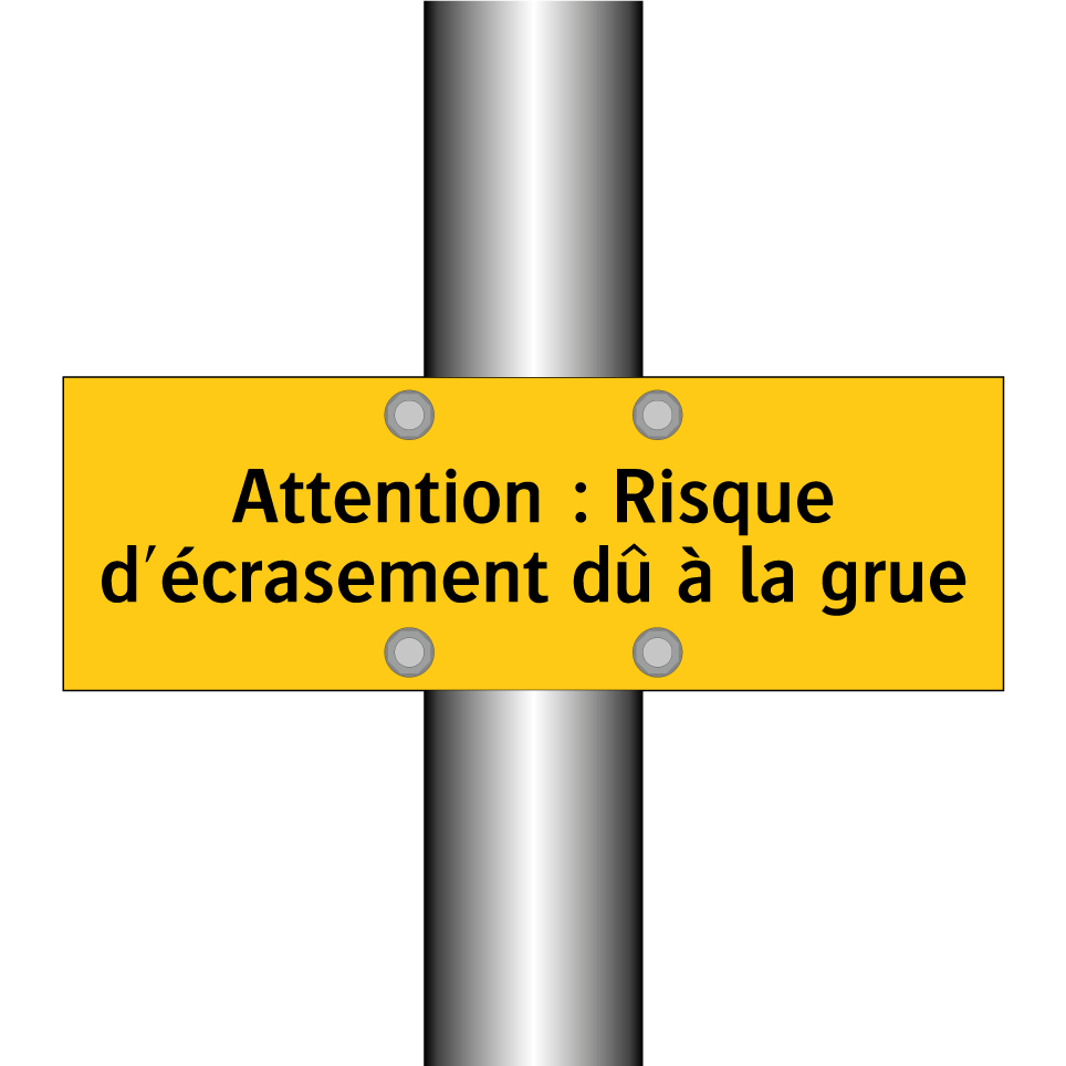 Attention : Risque d'écrasement dû à la grue