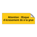 Attention : Risque d'écrasement dû à la grue