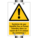 Système de gaz liquéfié Feu et fumer interdits dans un rayon de 5 m autour du conteneur !