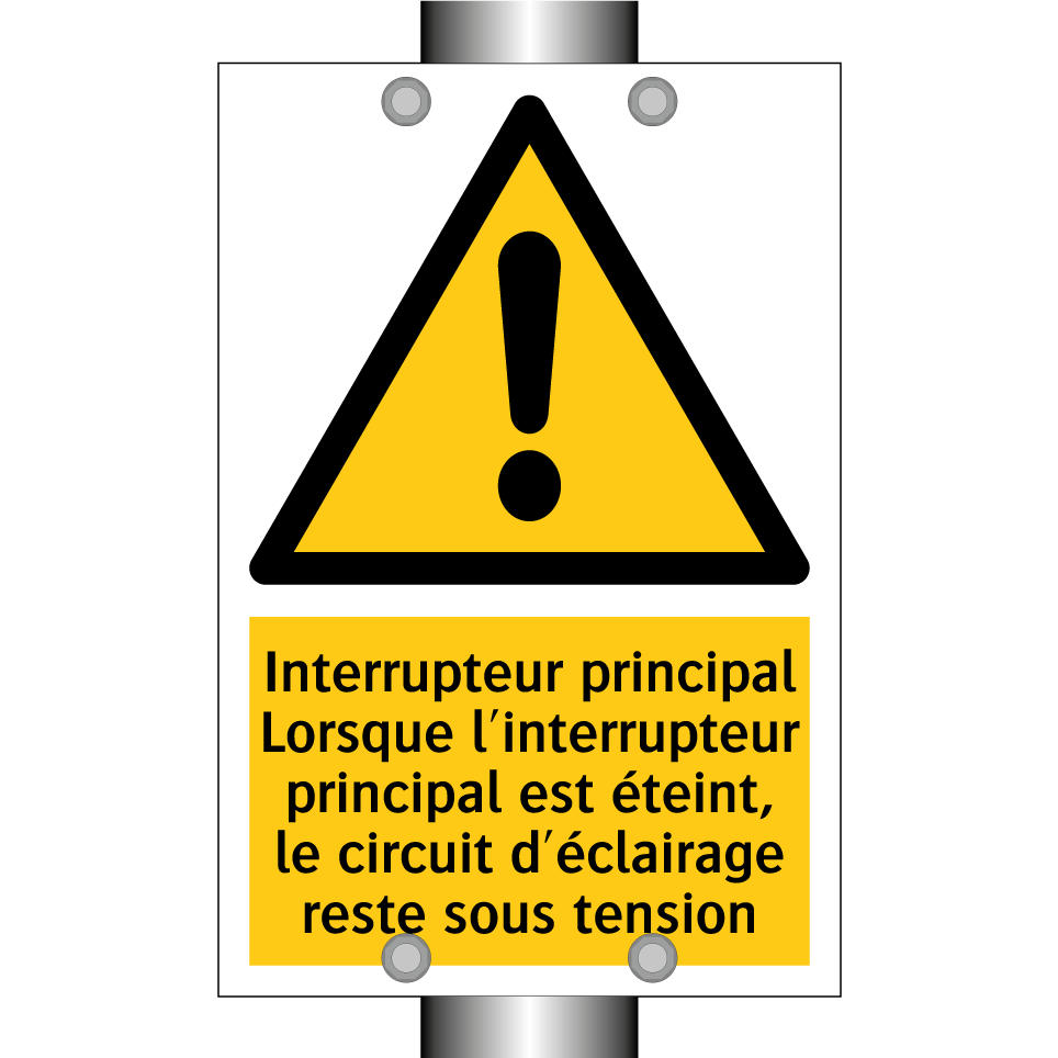Interrupteur principal Lorsque l'interrupteur principal est éteint, le circuit d'éclairage reste sous tension