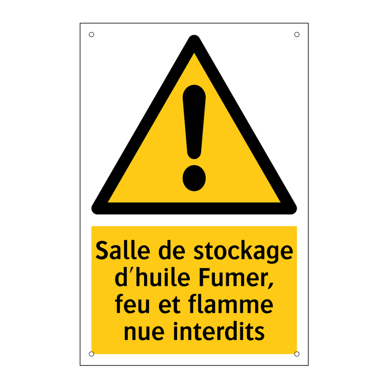 Salle de stockage d'huile Fumer, feu et flamme nue interdits