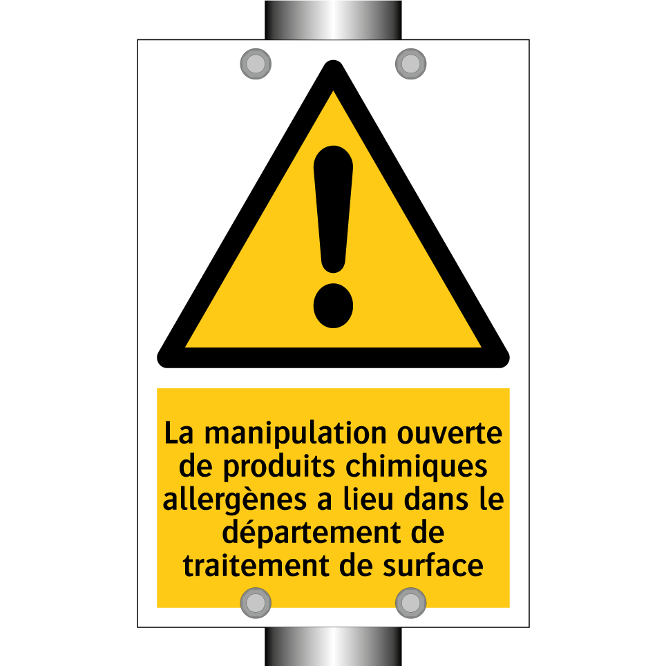 La manipulation ouverte de produits chimiques allergènes a lieu dans le département de traitement de surface