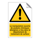 La manipulation ouverte de produits chimiques allergènes a lieu dans le département de traitement de surface