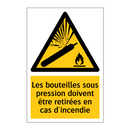 Les bouteilles sous pression doivent être retirées en cas d'incendie