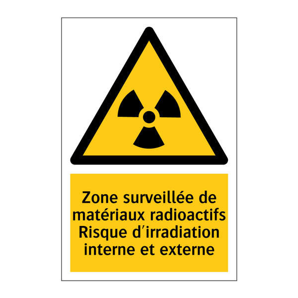 Zone surveillée de matériaux radioactifs Risque d'irradiation interne et externe