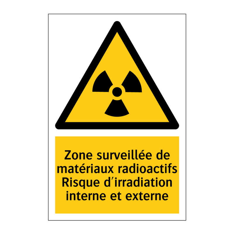 Zone surveillée de matériaux radioactifs Risque d'irradiation interne et externe