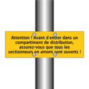 Attention ! Avant d'entrer dans un compartiment de distribution, assurez-vous que tous les sectionneurs en amont sont ouverts !