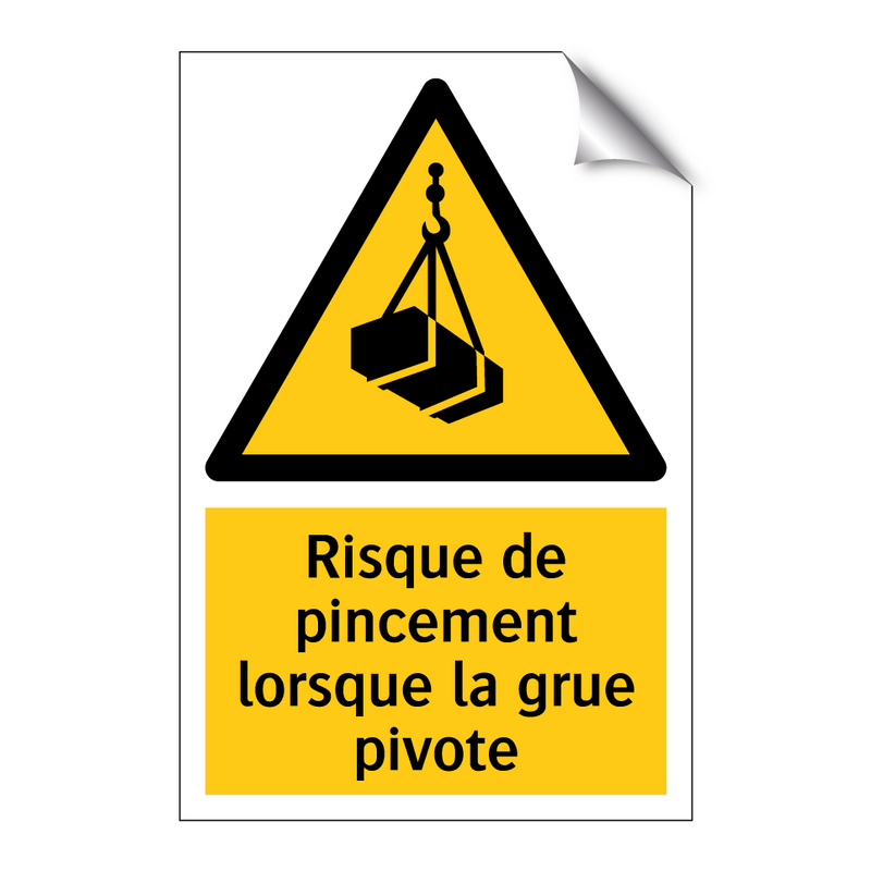 Risque de pincement lorsque la grue pivote