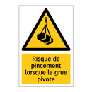 Risque de pincement lorsque la grue pivote