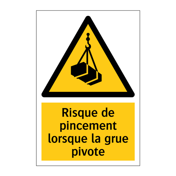 Risque de pincement lorsque la grue pivote
