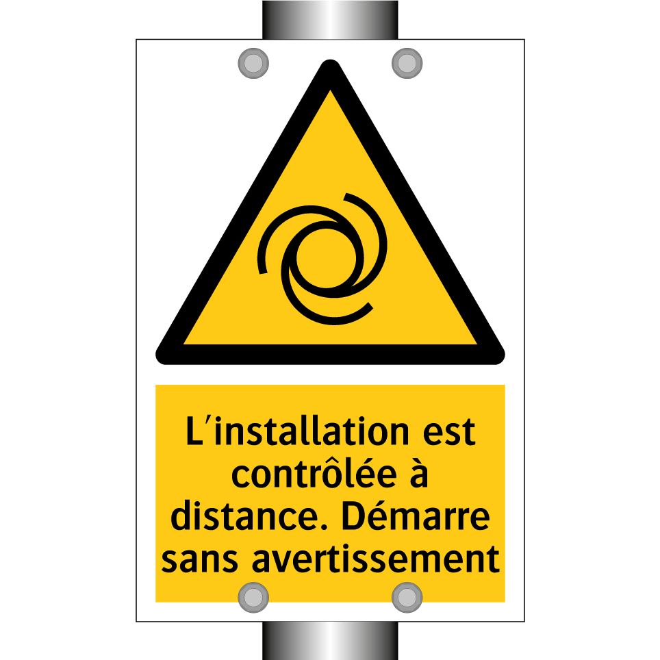 L'installation est contrôlée à distance. Démarre sans avertissement