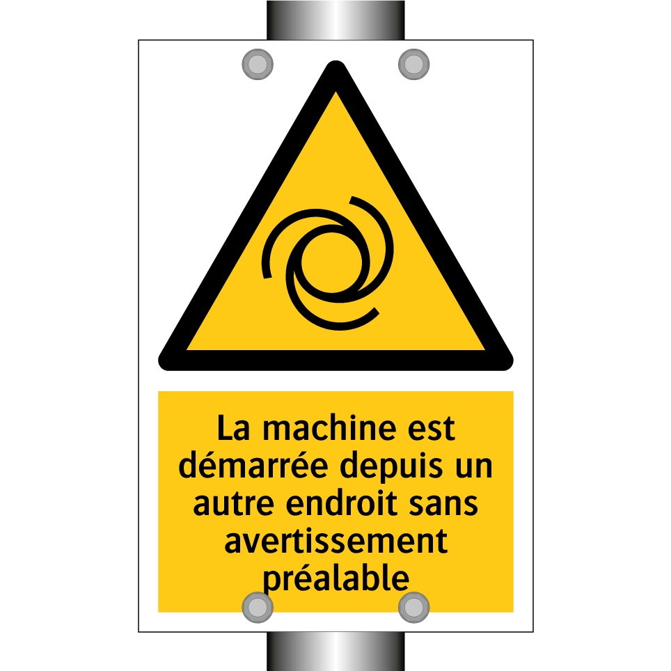 La machine est démarrée depuis un autre endroit sans avertissement préalable