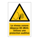 Le niveau sonore dépasse 80 dB(A). Utilisez une protection auditive
