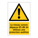 Le niveau sonore dépasse 85 dB (A) Utilisez une protection auditive
