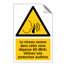 Le niveau sonore dans cette zone dépasse 80 dB(A). Utilisez une protection auditive