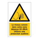 Le niveau sonore dans cette zone dépasse 80 dB(A). Utilisez une protection auditive