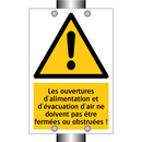 Les ouvertures d'alimentation et d'évacuation d'air ne doivent pas être fermées ou obstruées !
