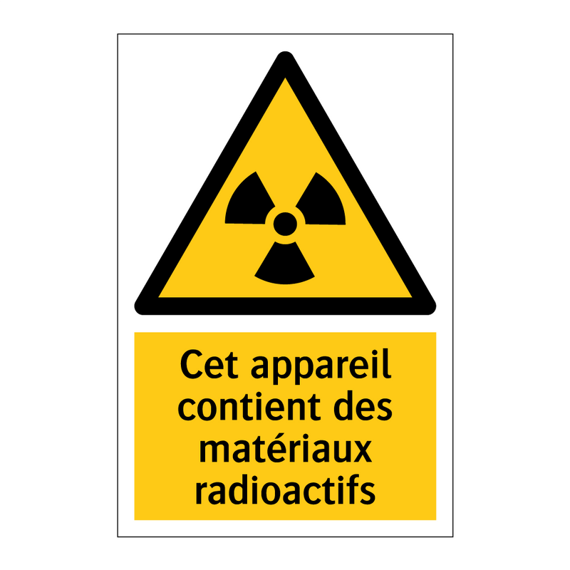 Cet appareil contient des matériaux radioactifs