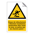 Risque de trébuchement ! Attention installations souterraines dans toute la zone, ne quittez pas les chemins pavés !