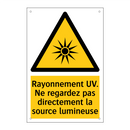 Rayonnement UV. Ne regardez pas directement la source lumineuse