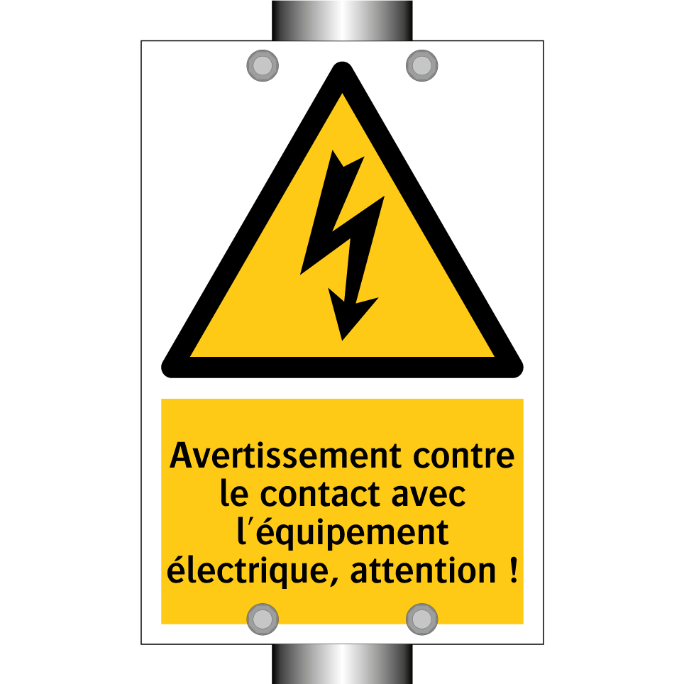 Avertissement contre le contact avec l'équipement électrique, attention !