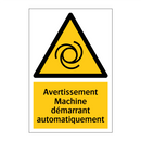 Avertissement Machine démarrant automatiquement