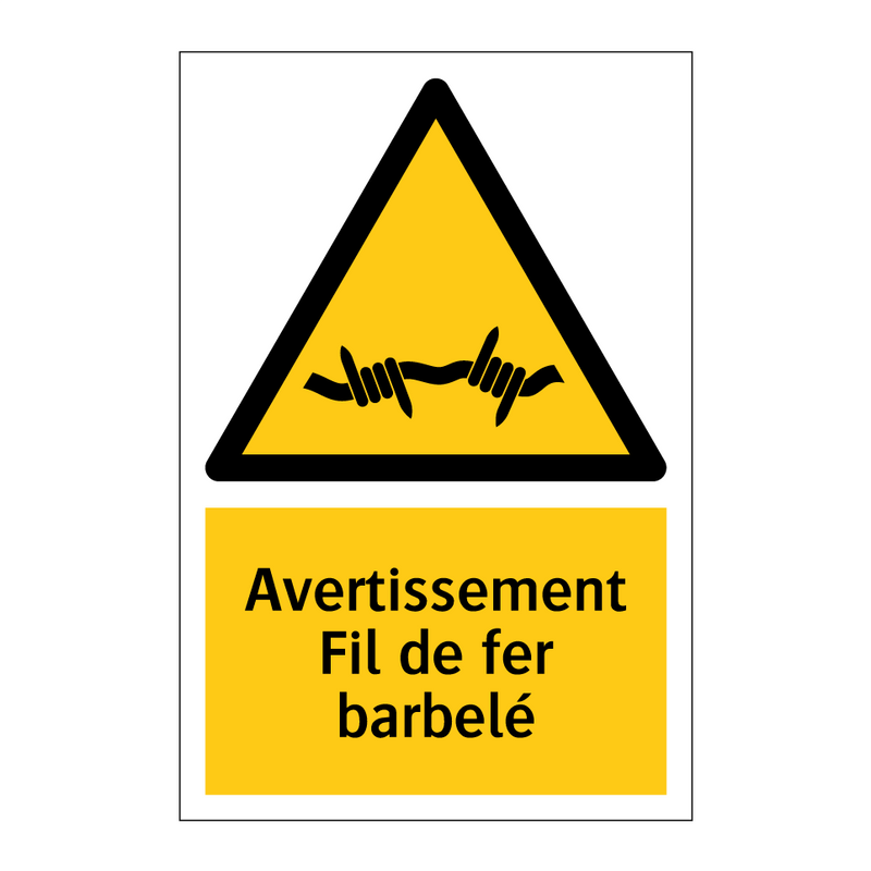 Avertissement Fil de fer barbelé