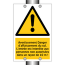 Avertissement Danger d'affaissement du sol. L'entrée est interdite aux personnes non autorisées dans un rayon de 10 m !
