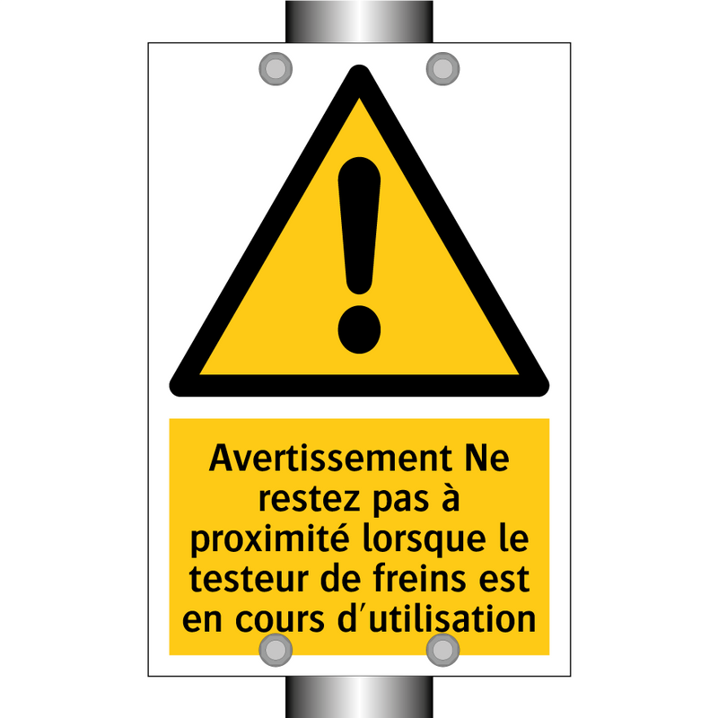 Avertissement Ne restez pas à proximité lorsque le testeur de freins est en cours d'utilisation