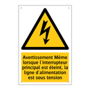 Avertissement Même lorsque l'interrupteur principal est éteint, la ligne d'alimentation est sous tension