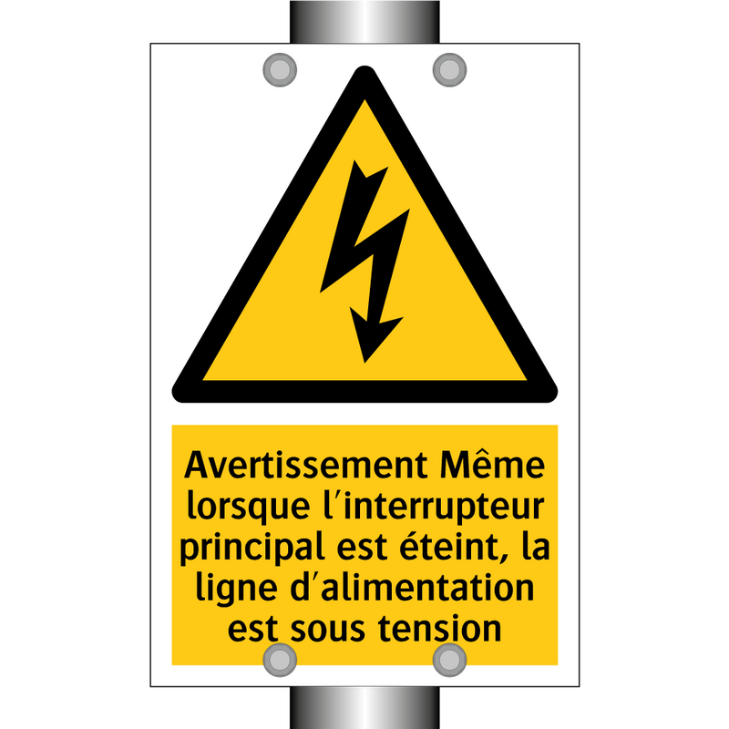 Avertissement Même lorsque l'interrupteur principal est éteint, la ligne d'alimentation est sous tension
