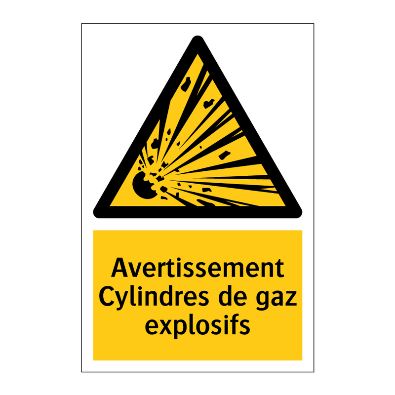 Avertissement Cylindres de gaz explosifs