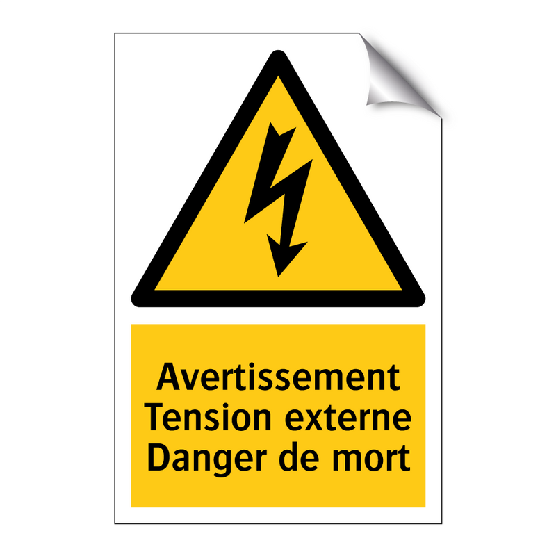 Avertissement Tension externe Danger de mort
