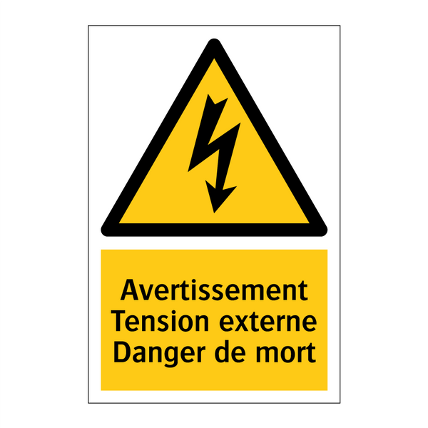 Avertissement Tension externe Danger de mort