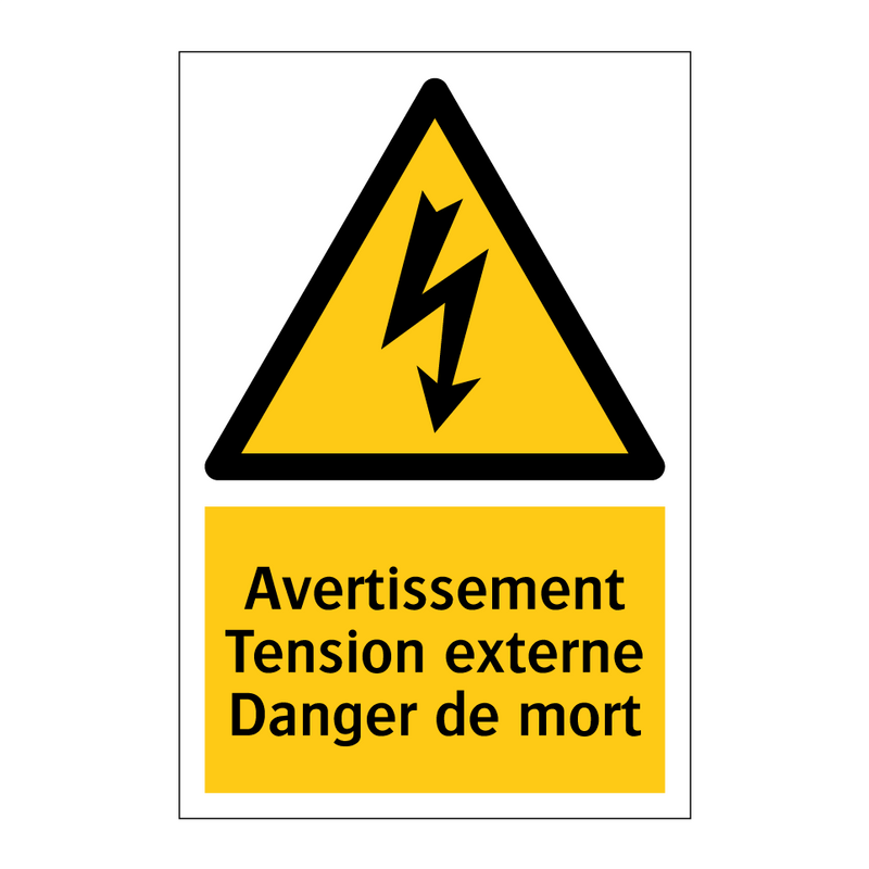 Avertissement Tension externe Danger de mort