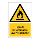 Liquide inflammable avertissement
