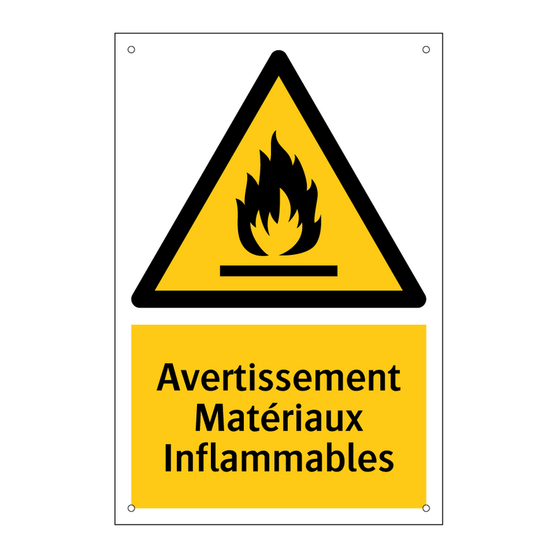 Avertissement Matériaux Inflammables