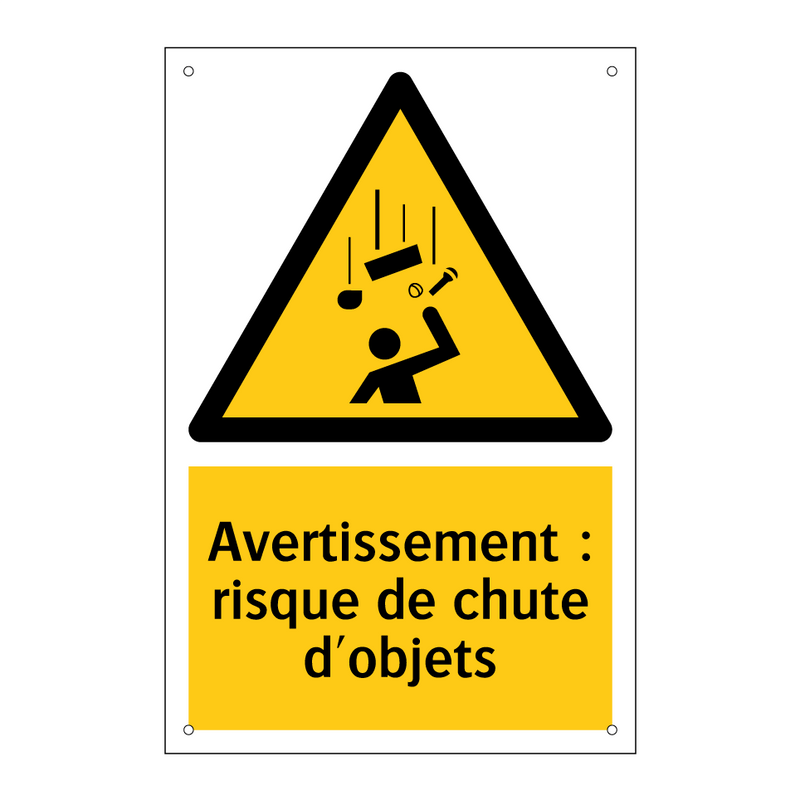 Avertissement : risque de chute d'objets