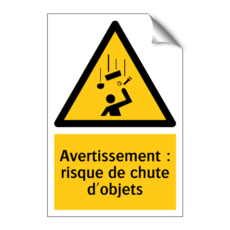 Avertissement : risque de chute d'objets