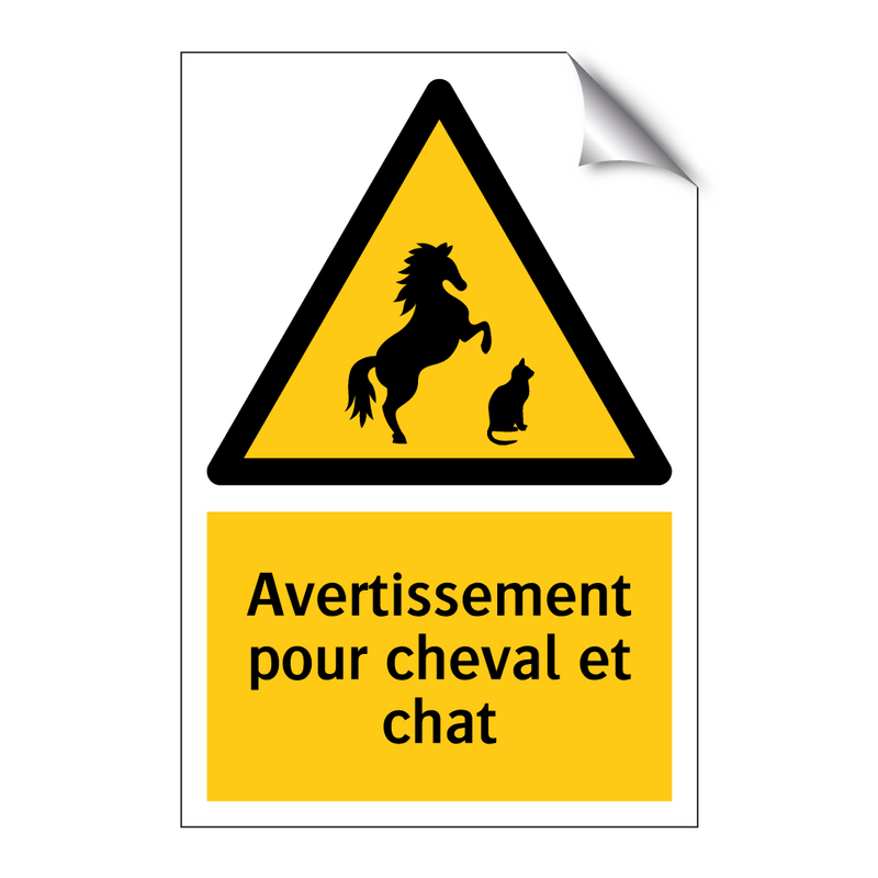 Avertissement pour cheval et chat