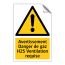 Avertissement Danger de gaz H2S Ventilation requise