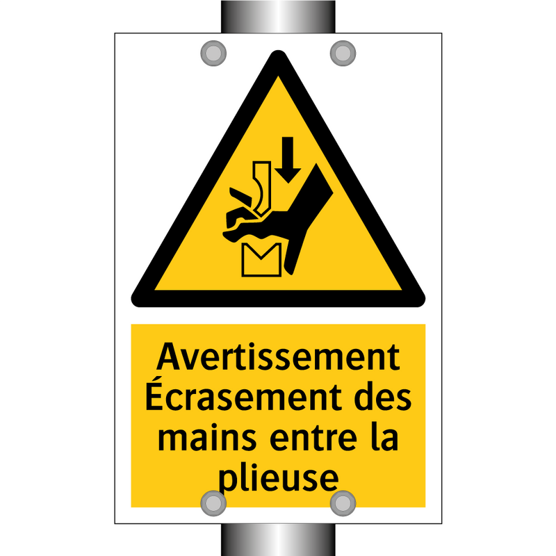 Avertissement Écrasement des mains entre la plieuse