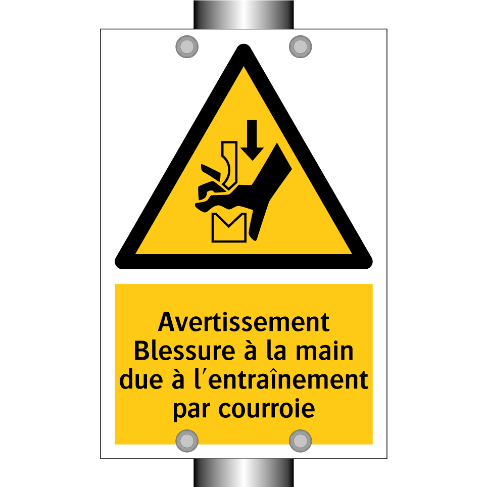 Avertissement Blessure à la main due à l'entraînement par courroie