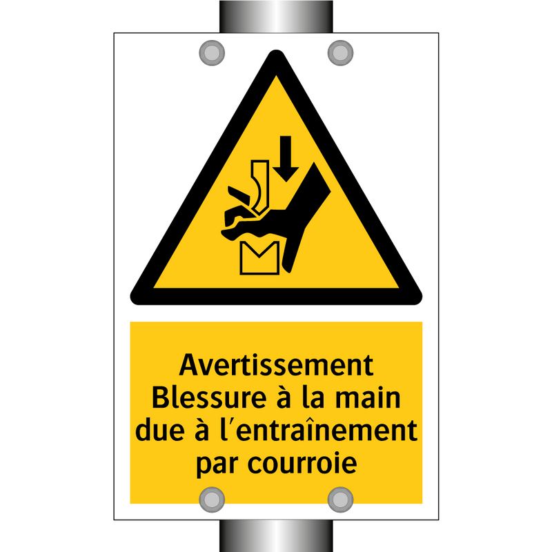 Avertissement Blessure à la main due à l'entraînement par courroie