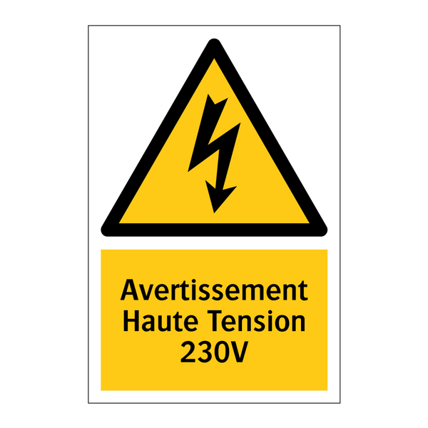 Avertissement Haute Tension 230V