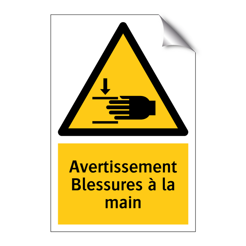 Avertissement Blessures à la main