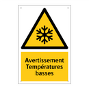 Avertissement Températures basses