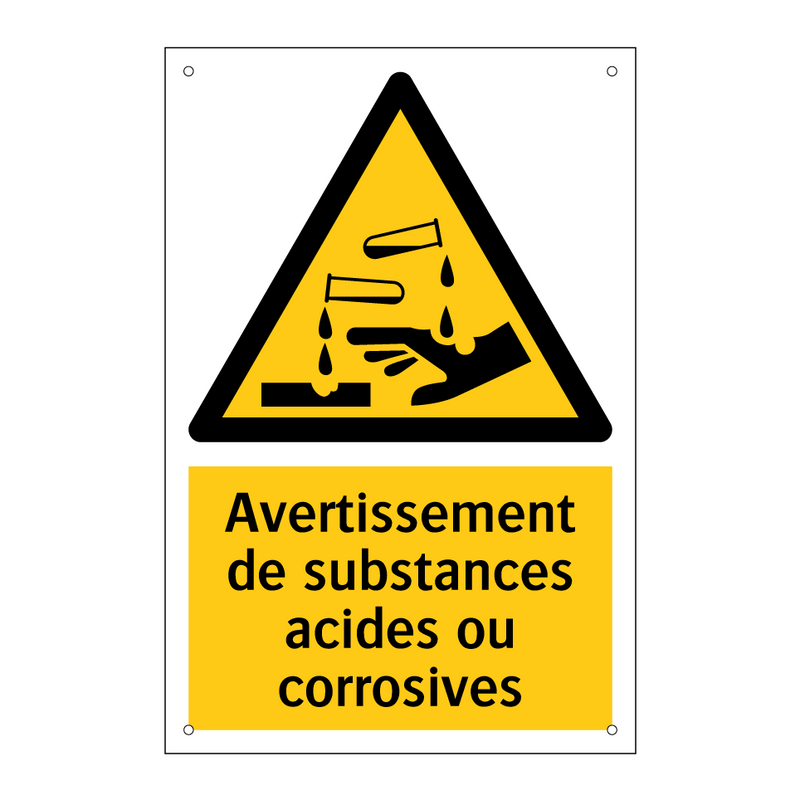 Avertissement de substances acides ou corrosives